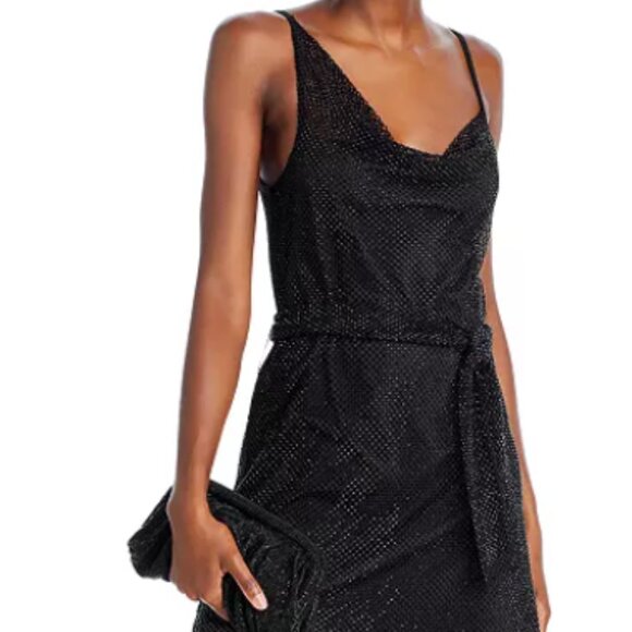 AQUA Asymmetric Sparkle Sleeveless Dress - M - Picture 2 of 5